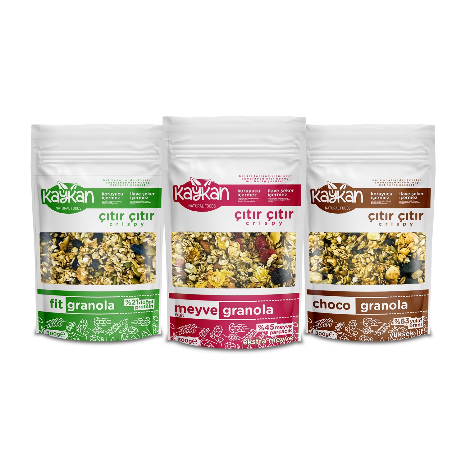 3'lü PAKET GRANOLA ( CHOCO, FİT,MEYVE GRANOLA )