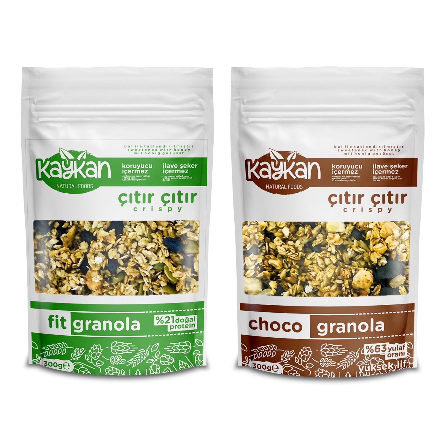 Kaykan Natural Foods 300 gr Fit Granola ve 300 gr Choco Granola