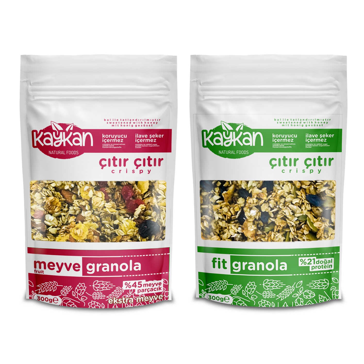 Kaykan Natural Foods 300 gr Meyve Granola ve 300 gr Fit Granola